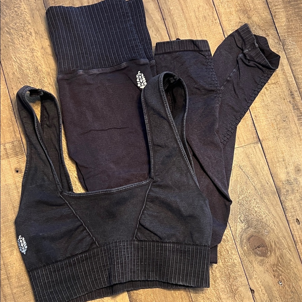 FP Movement by Free People Black Leggings and Top Set